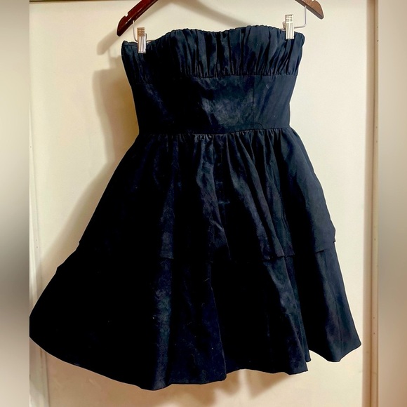 Betsey Johnson whimsigoth evening Sz 6 Black Strapless Ruffled Cocktail Dress - Picture 9 of 12